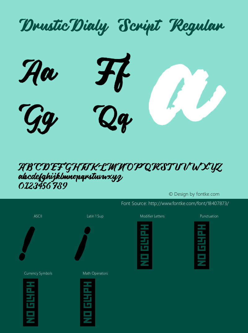 DrusticDialy Script Regular Version 1.000;PS 001.000;hotconv 1.0.88;makeotf.lib2.5.64775图片样张