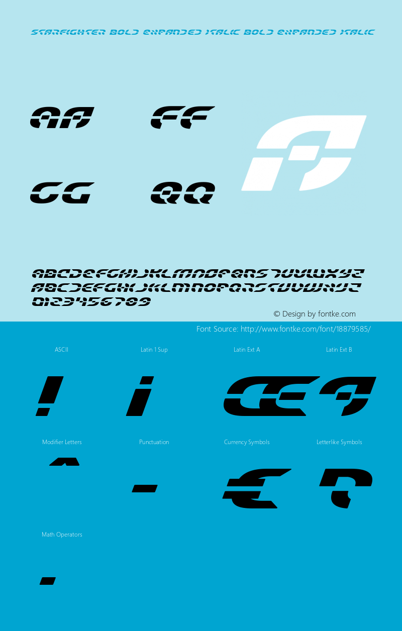 Starfighter Bold Expanded Italic Bold Expanded Italic Version 3.0; 2017图片样张