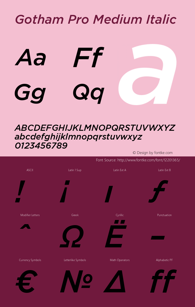 Gotham Pro Medium Italic Version 1.001图片样张