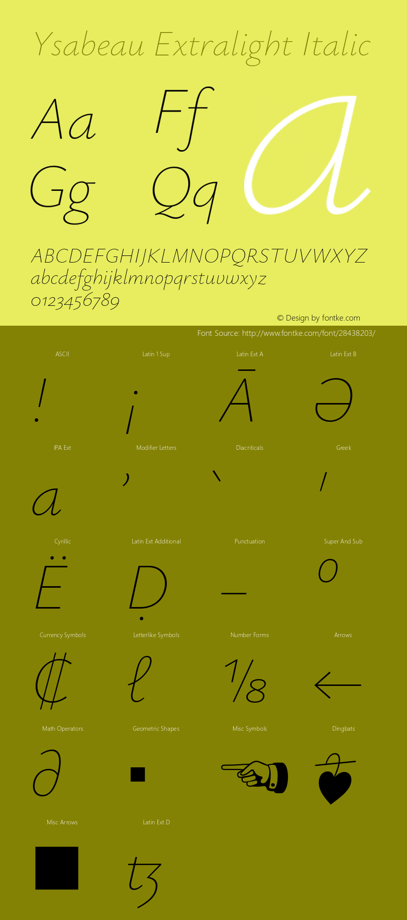 Ysabeau Extralight Italic Version 0.003;PS 000.003;hotconv 1.0.88;makeotf.lib2.5.64775图片样张