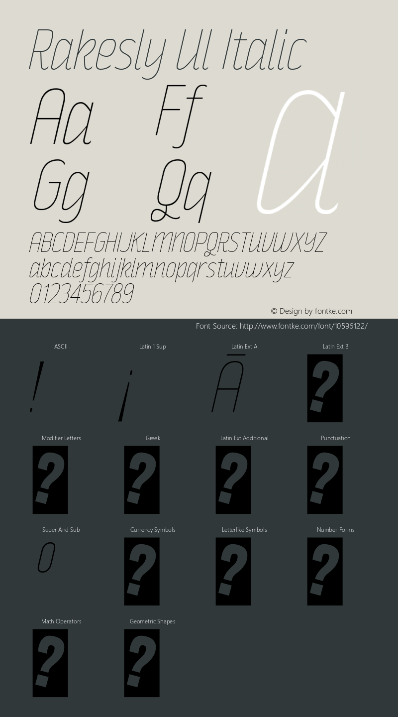 Rakesly Ul Italic Version 1.000图片样张