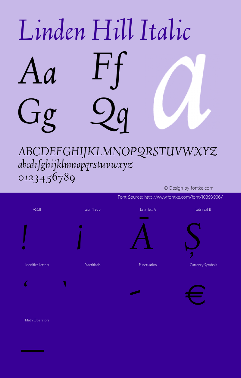 Linden Hill Italic Version 1.2图片样张