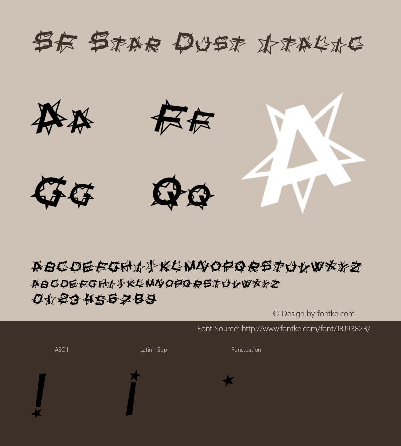 SF Star Dust Italic Version ver 1.0; 1999. Freew图片样张