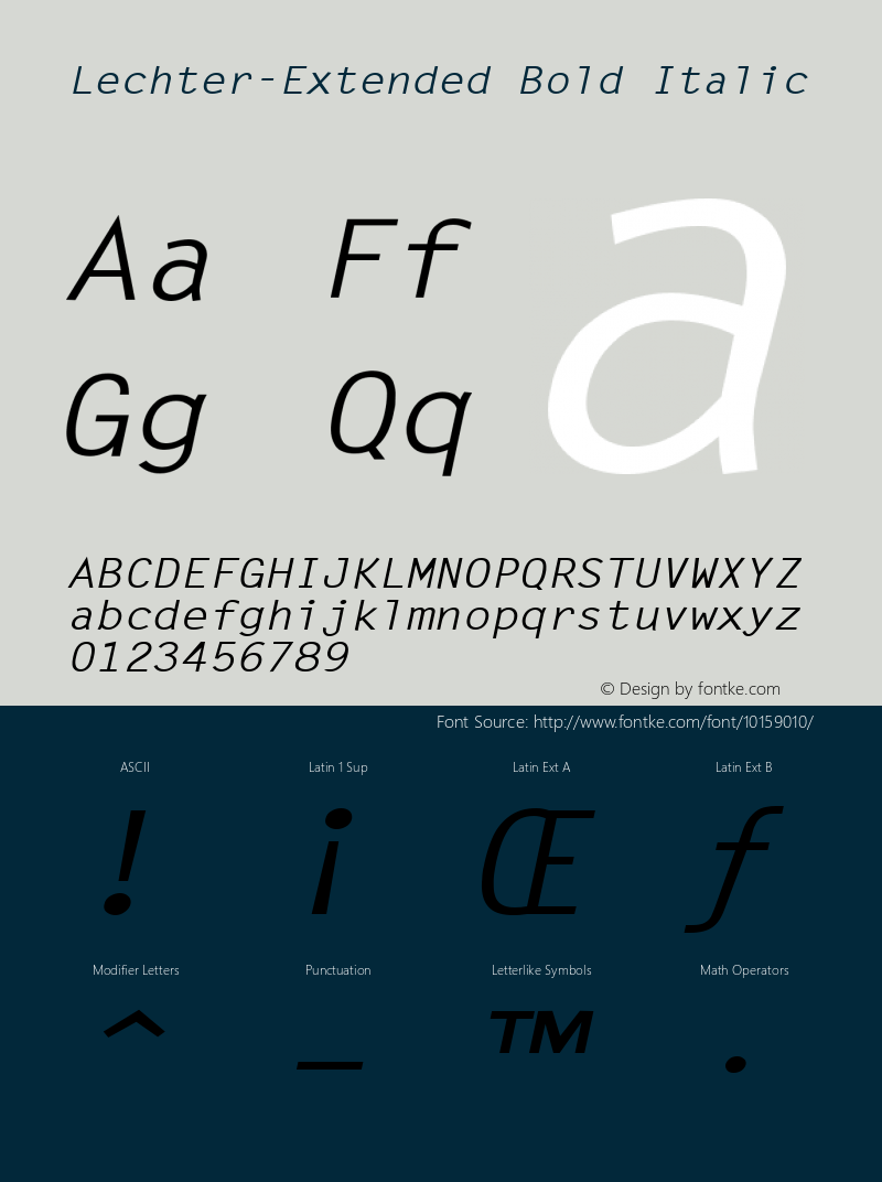 Lechter-Extended Bold Italic 1.0/1995: 2.0/2001图片样张