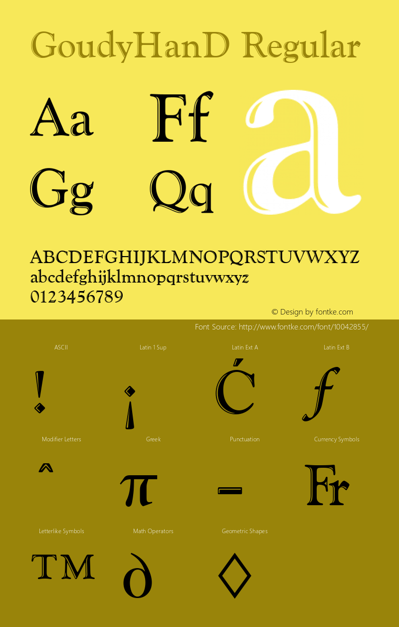 GoudyHanD Regular Version 001.005图片样张