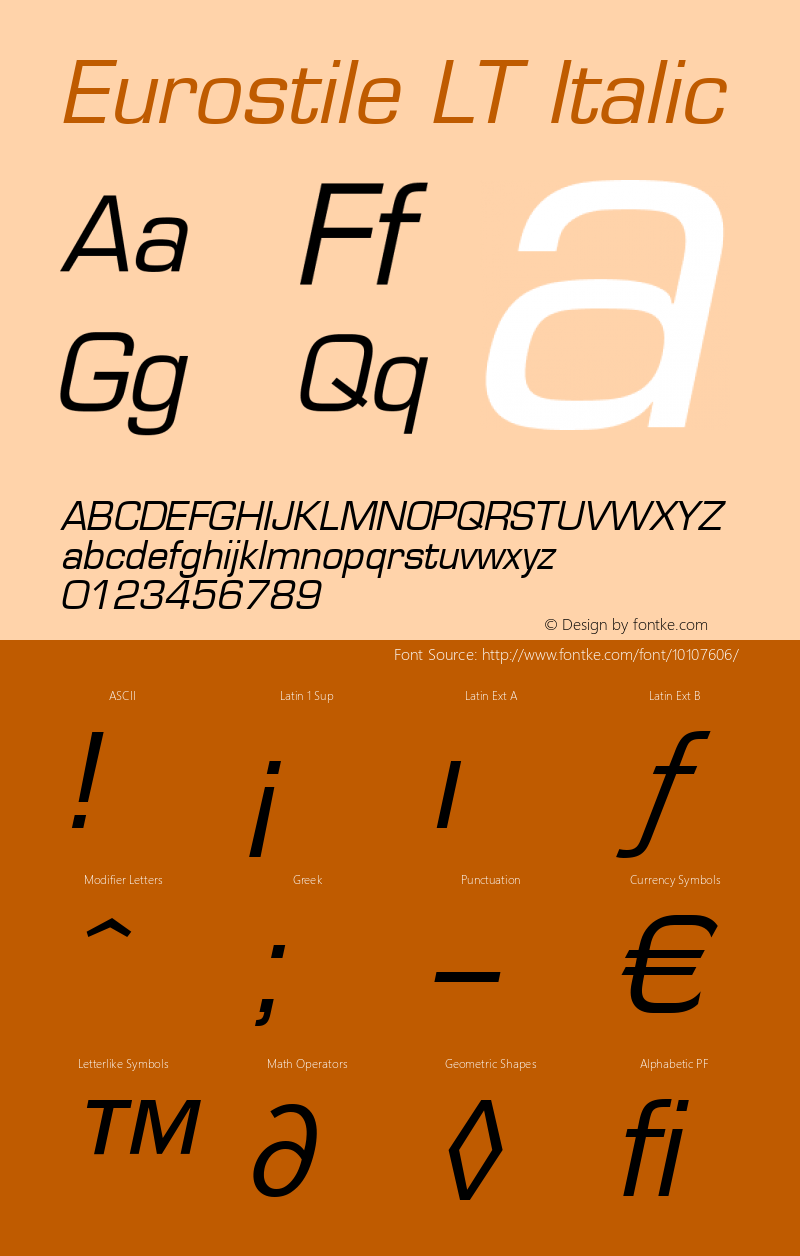 Eurostile LT Italic Version 6.1; 2002图片样张