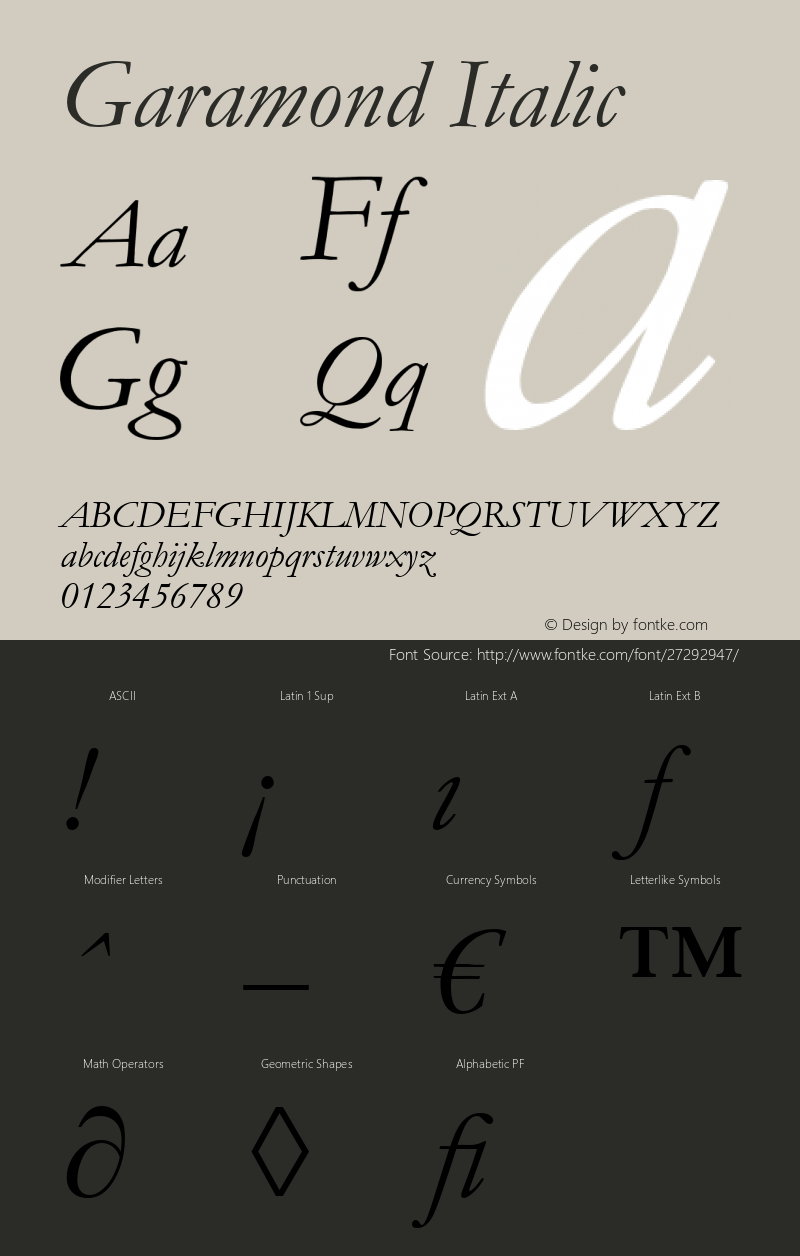 Garamond Italic Version 2.35图片样张