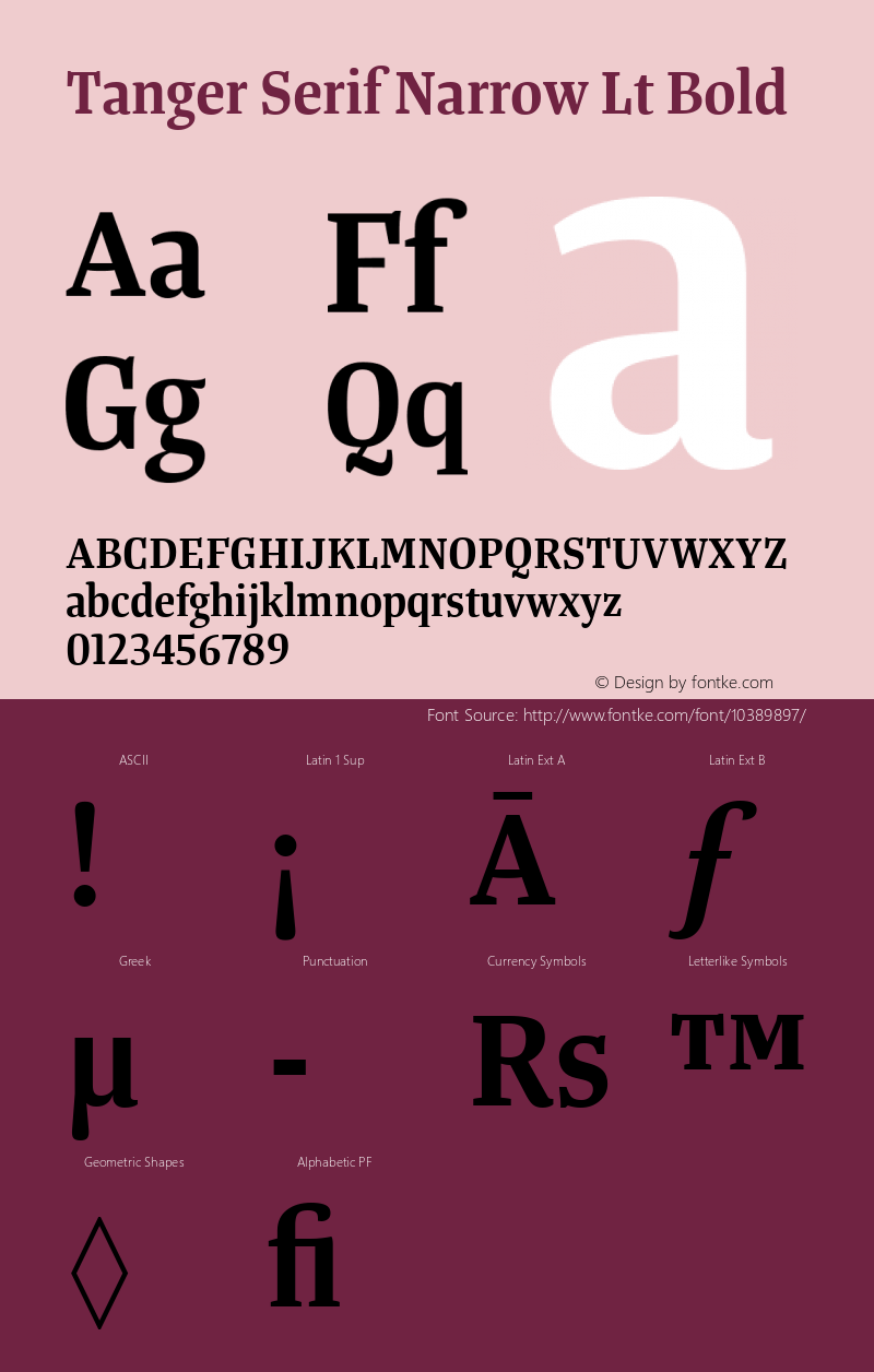 Tanger Serif Narrow Lt Bold Version 3.000图片样张