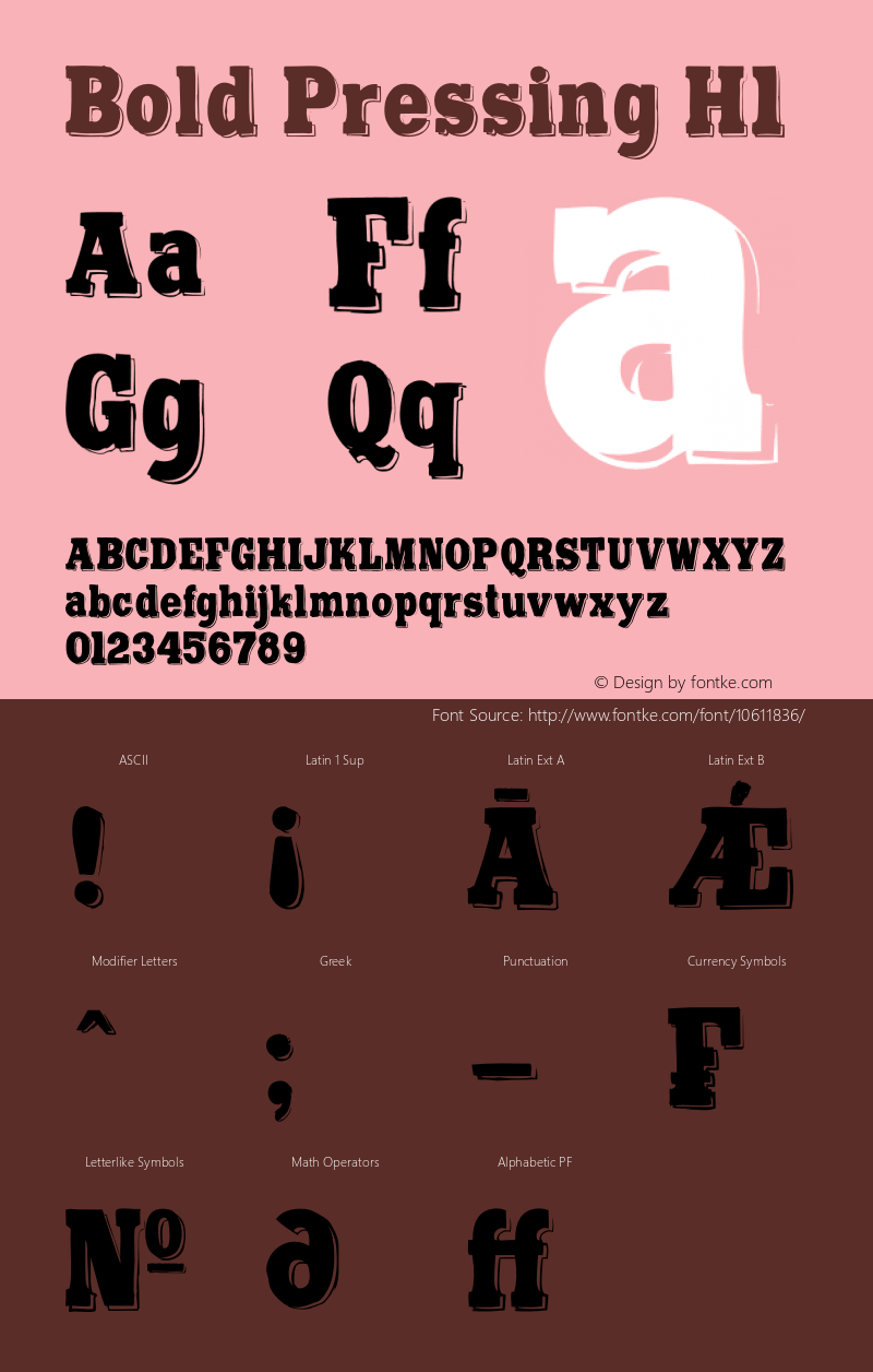 Bold Pressing H1 Version 1.00 March 17, 2014, initial release;com.myfonts.fontscafe.bold-pressing.h1.wfkit2.4bBW图片样张