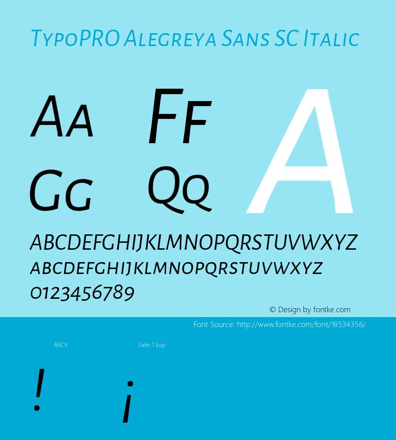 TypoPRO Alegreya Sans SC Italic Version 1.000;PS 001.000;hotconv 1.0.70;makeotf.lib2.5.58329 DEVELOPMENT图片样张