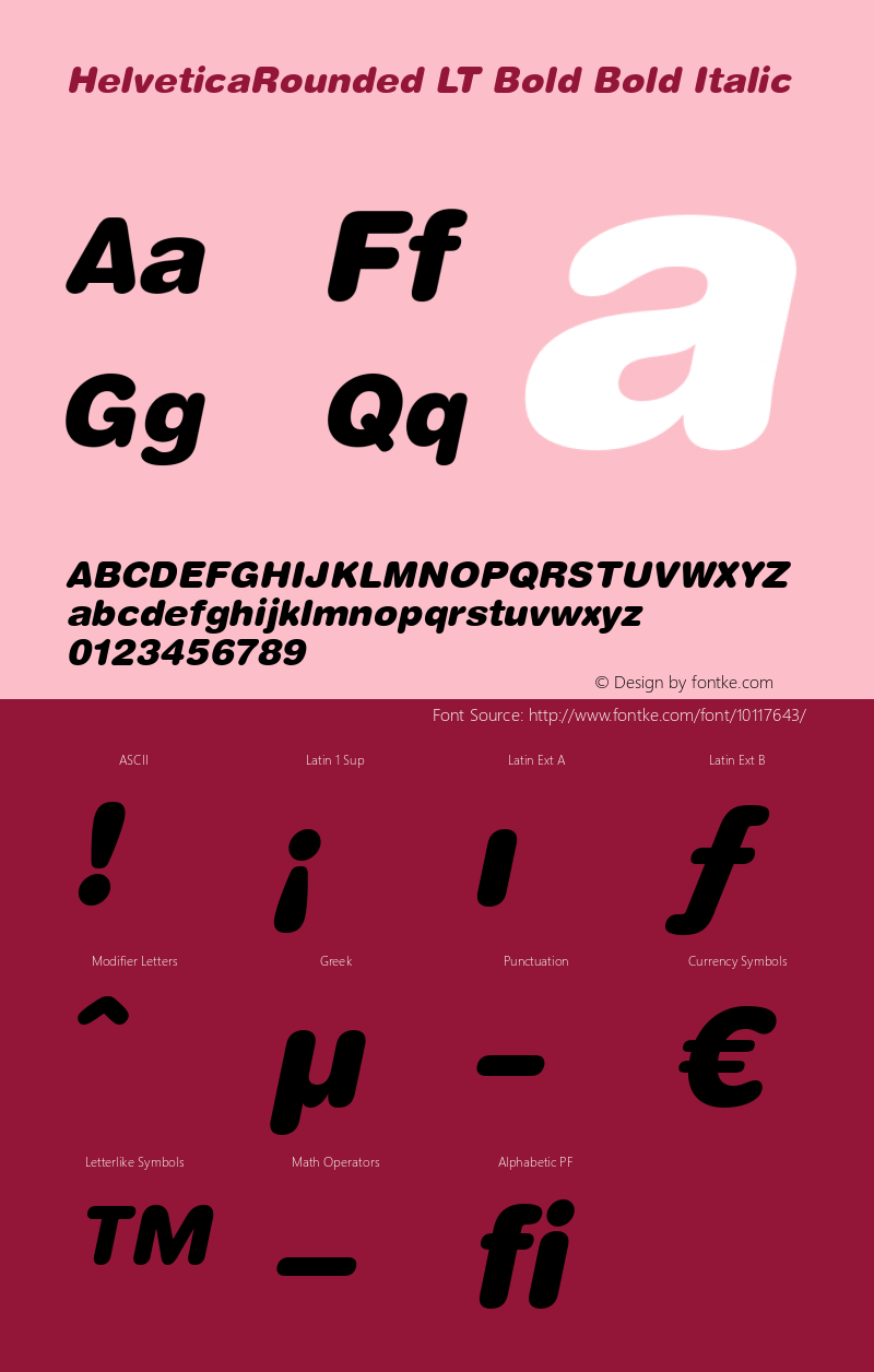 HelveticaRounded LT Bold Bold Italic Version 6.1; 2002图片样张