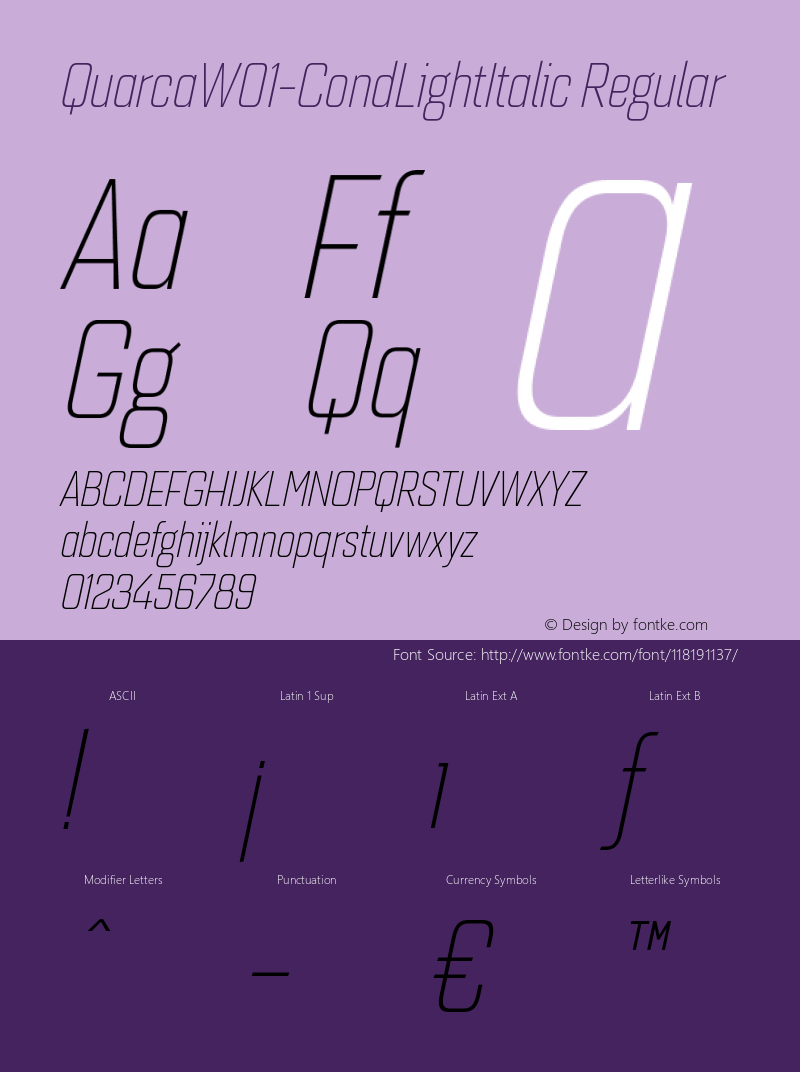 Quarca W01 Cond Light Italic Version 1.00图片样张