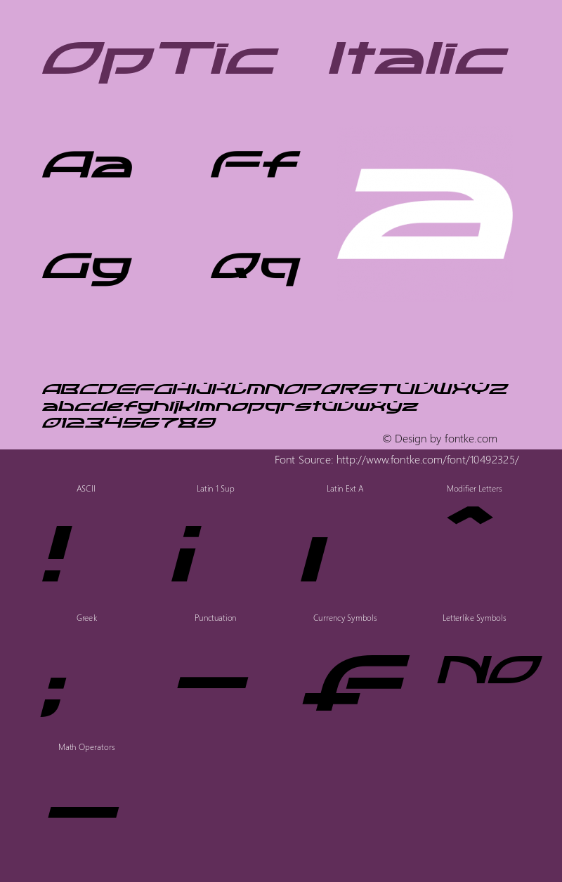 OpTic Italic Version 2.00 - July 10, 2013图片样张