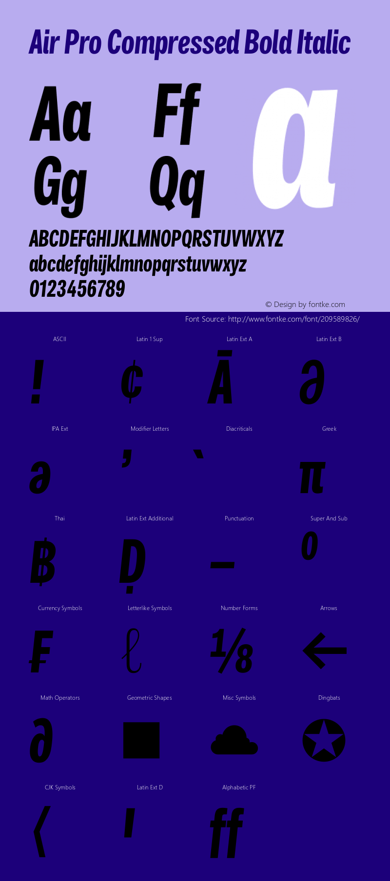 Air Pro Compressed Bold Italic Version 1.000;hotconv 1.0.109;makeotfexe 2.5.65596图片样张