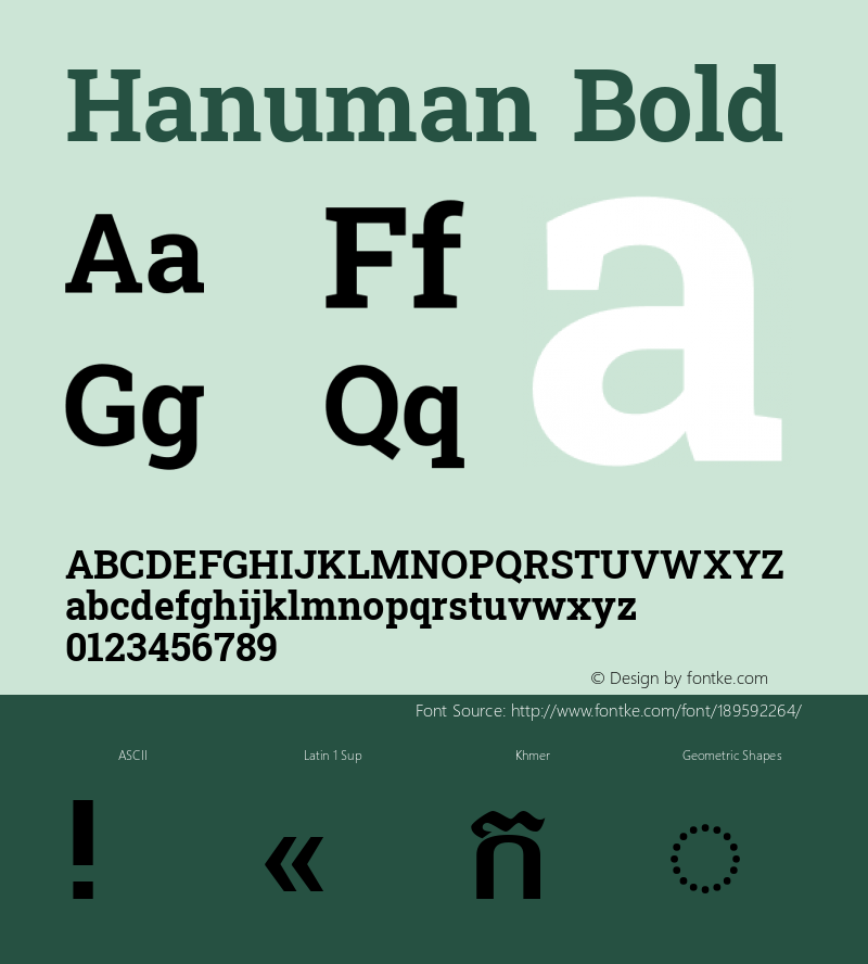 Hanuman Bold Version 8.002; ttfautohint (v1.8.3)图片样张