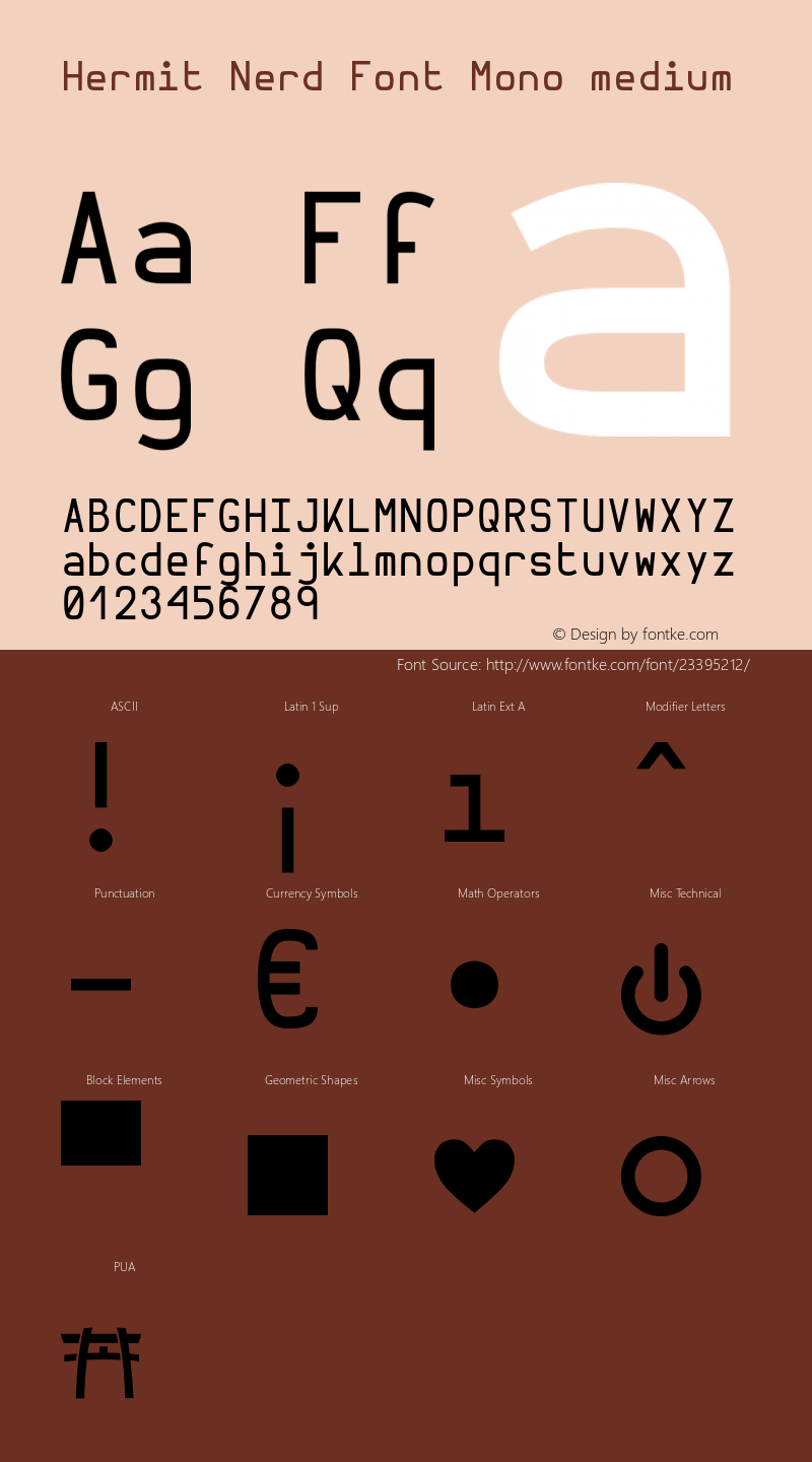 Hermit Medium Nerd Font Complete Mono Version 1.21;Nerd Fonts图片样张