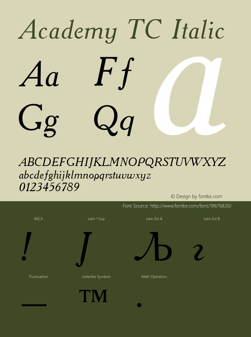 Academy TC Italic Converted from t:\ACD56___.TF1 by ALLTYPE图片样张