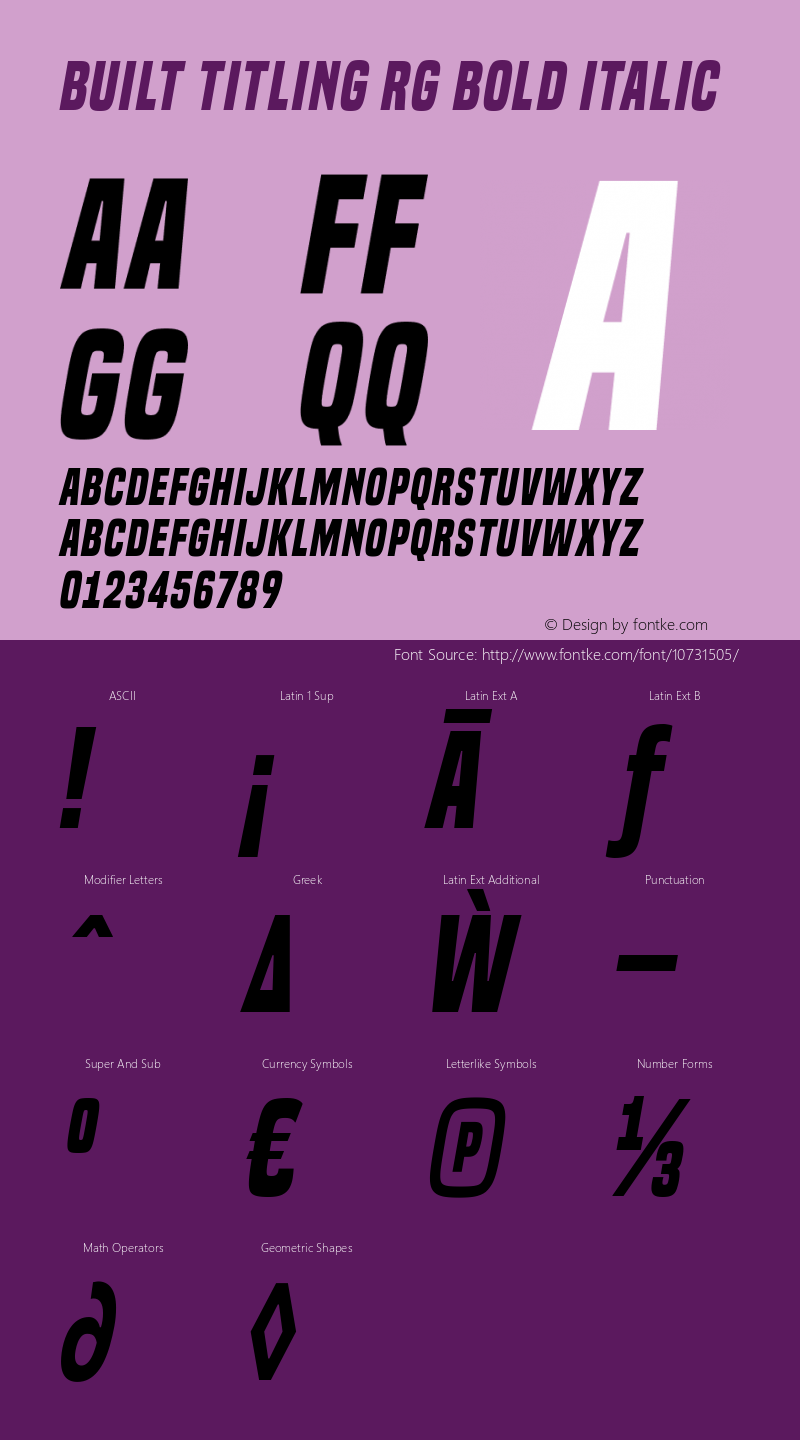 Built Titling Rg Bold Italic Version 1.000图片样张