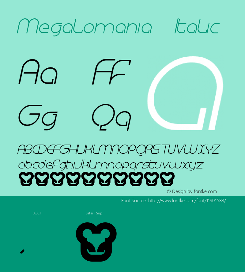 Megalomania Italic Macromedia Fontographer 4.1.5 6/3/02图片样张