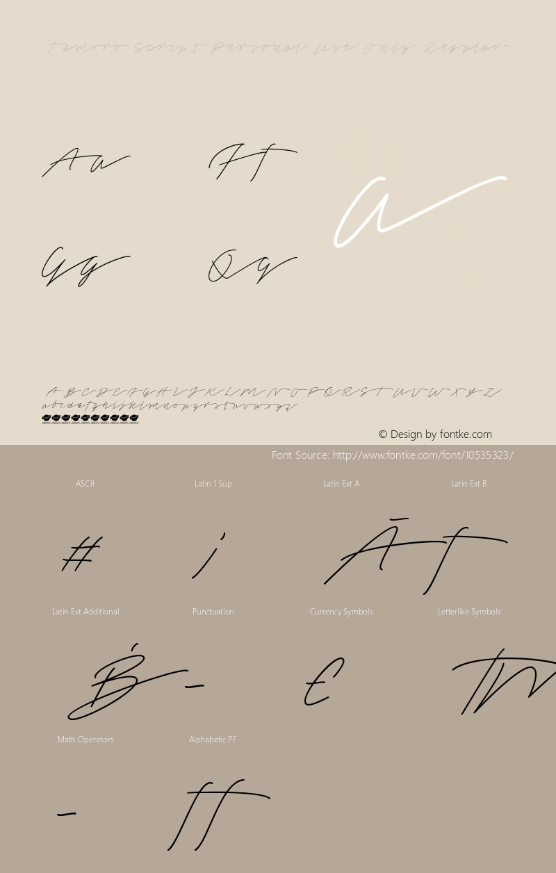 Tamoro Script Personal Use Only Regular Version 1.000图片样张