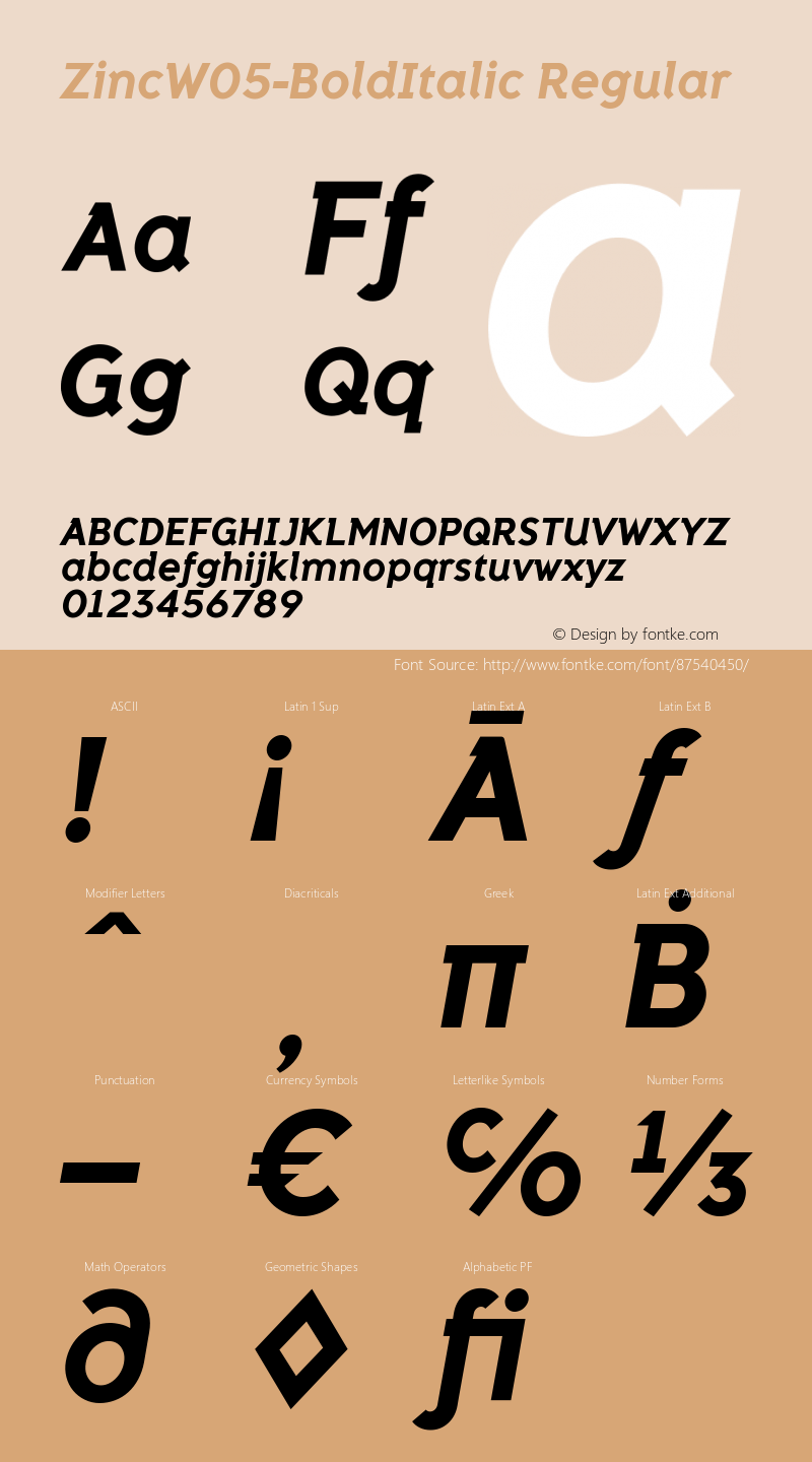 Zinc W05 Bold Italic Version 1.00图片样张
