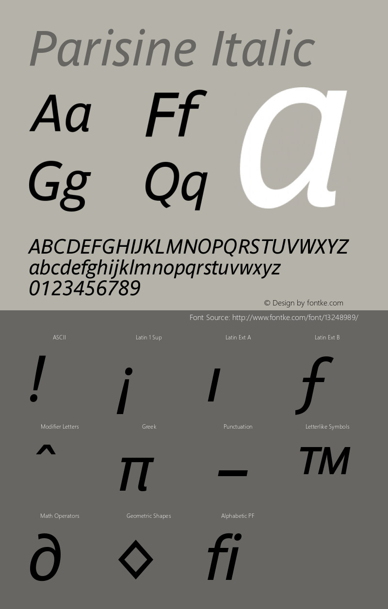 Parisine Italic Version 001.000图片样张