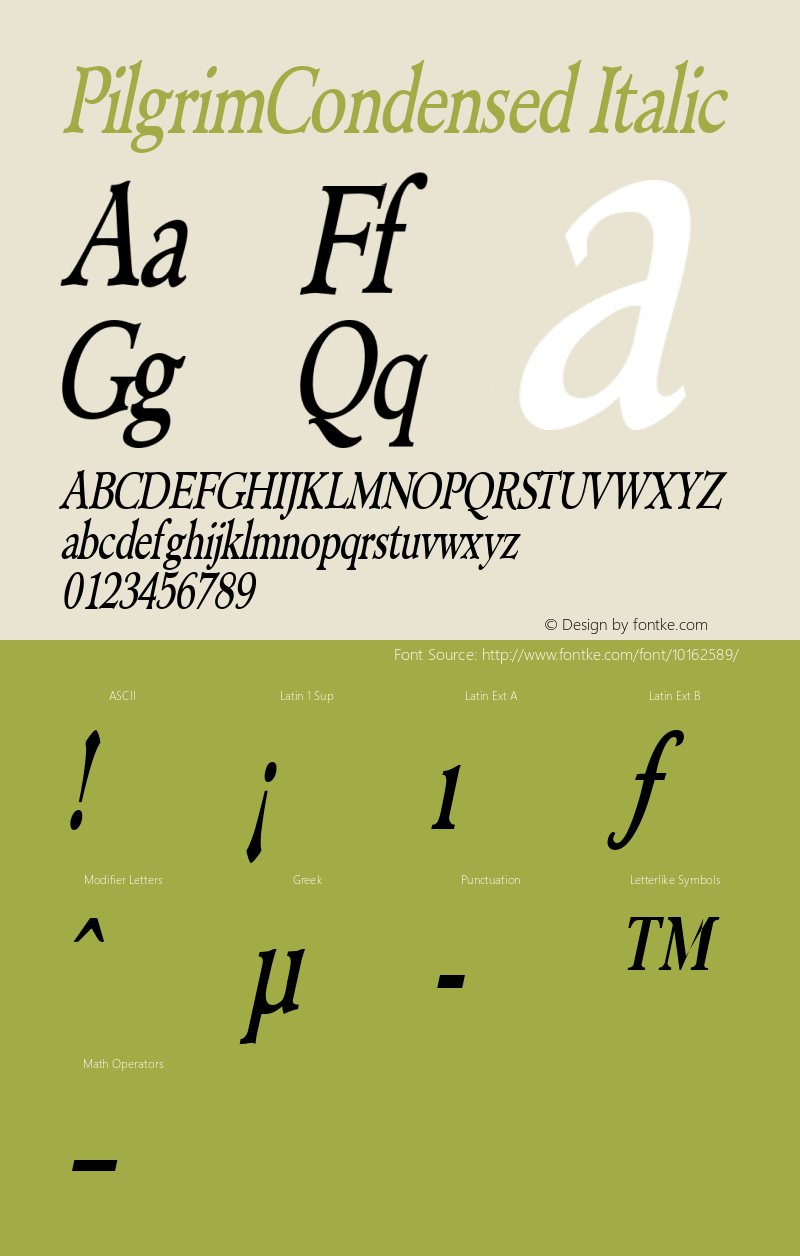 PilgrimCondensed Italic Rev. 003.000图片样张