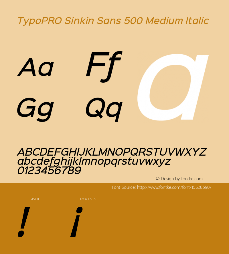 TypoPRO Sinkin Sans 500 Medium Italic Sinkin Sans (version 1.0)  by Keith Bates   •   © 2014   www.k-type.com图片样张