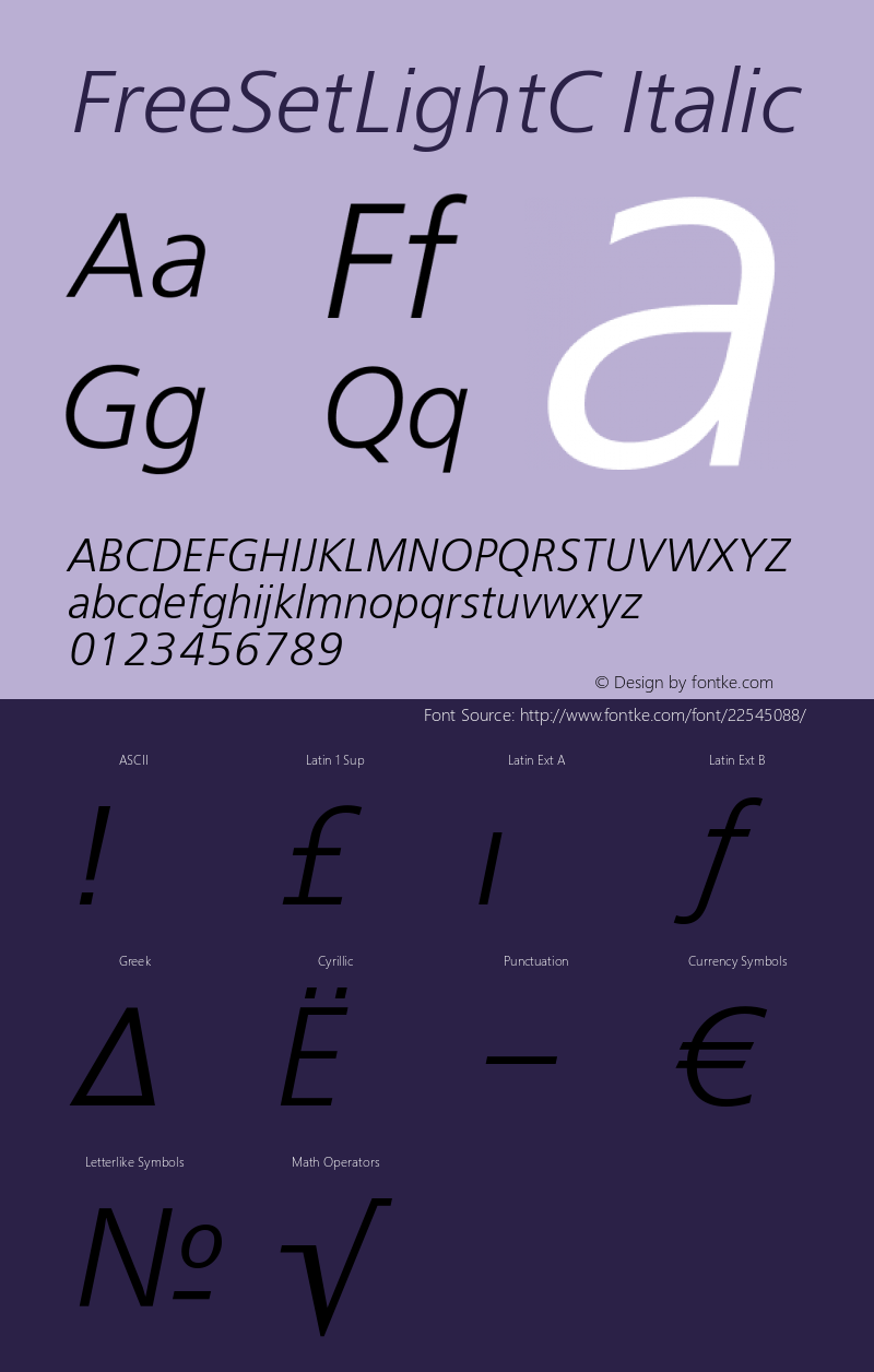 FreeSetLightC Italic Version 001.000图片样张