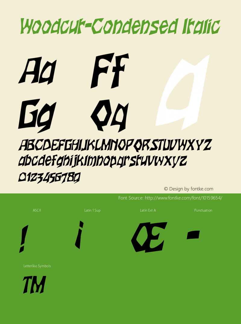 Woodcut-Condensed Italic 1.0/1995: 2.0/2001图片样张