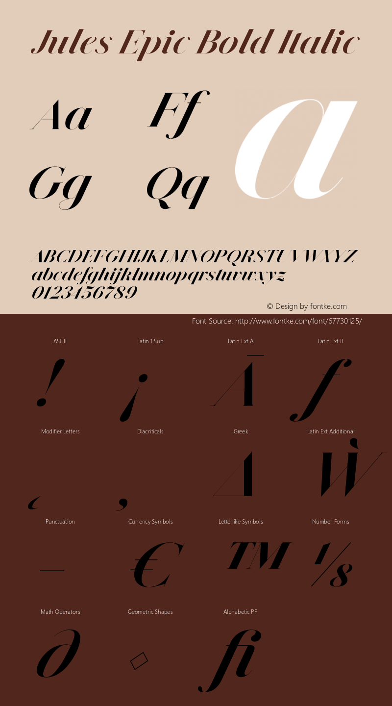 Jules Epic Bold Italic Version 1.001;PS 001.001;hotconv 1.0.70;makeotf.lib2.5.58329图片样张