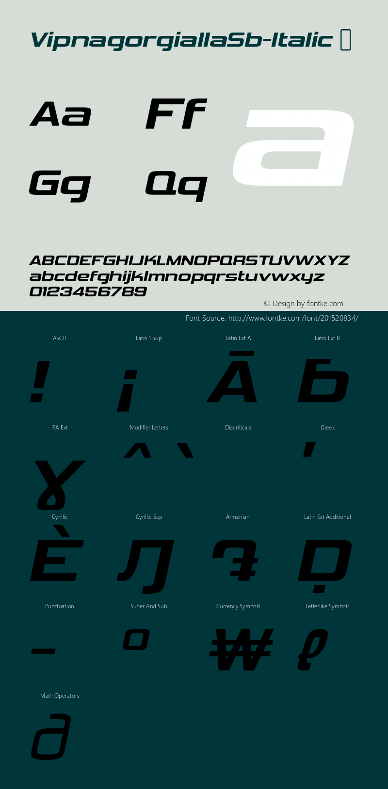 ☞VipnagorgiallaSb-Italic Version 6.000; ttfautohint (v1.5);com.myfonts.easy.typodermic.vipnagorgialla.semi-bold-italic.wfkit2.version.5CbS图片样张