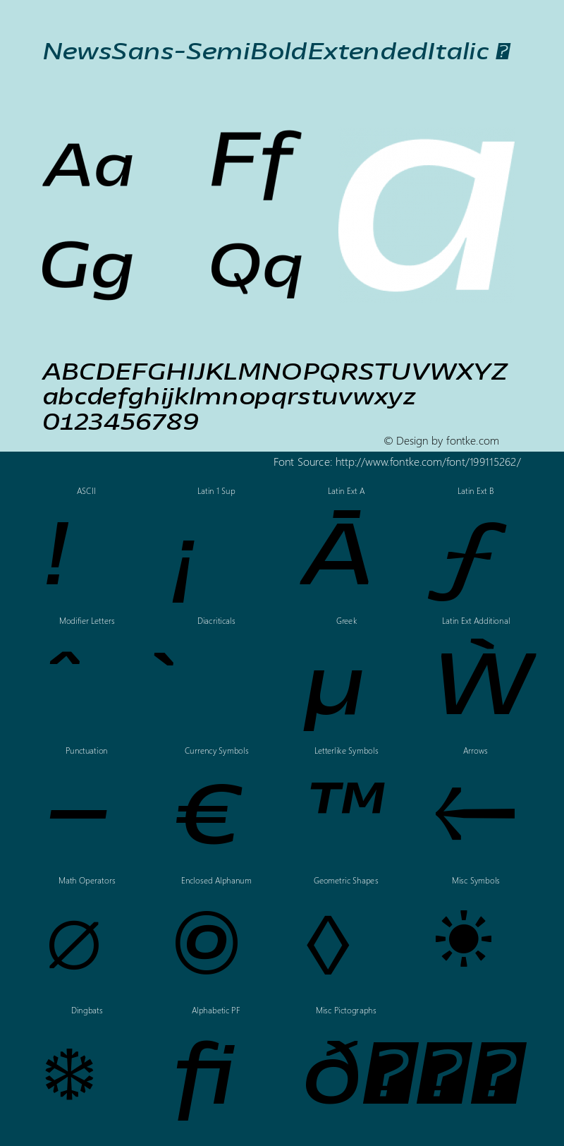 ☞NewsSans SemiBoldExtended Italic Version 1.000; ttfautohint (v1.5);com.myfonts.easy.charactertype.news-sans-extended.semibold-italic.wfkit2.version.5pvm图片样张