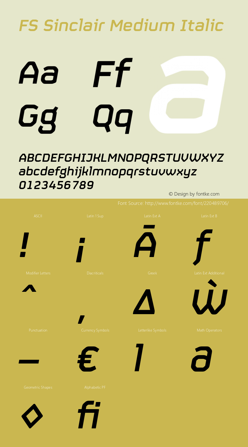 FSSinclair-MediumItalic Version 2.01图片样张