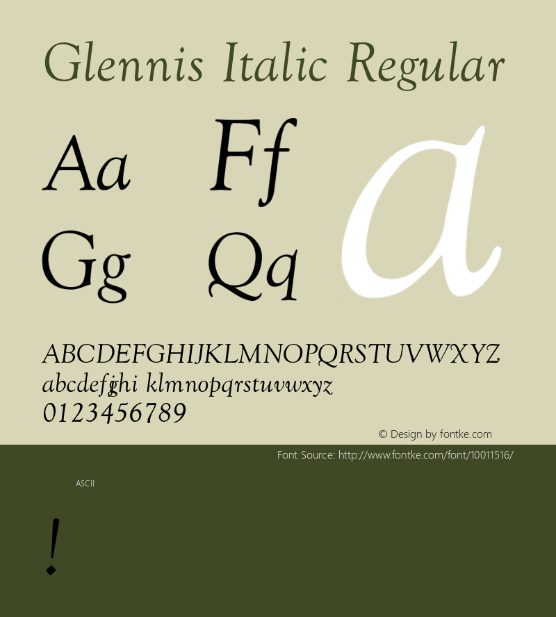 Glennis Italic Regular Unknown图片样张