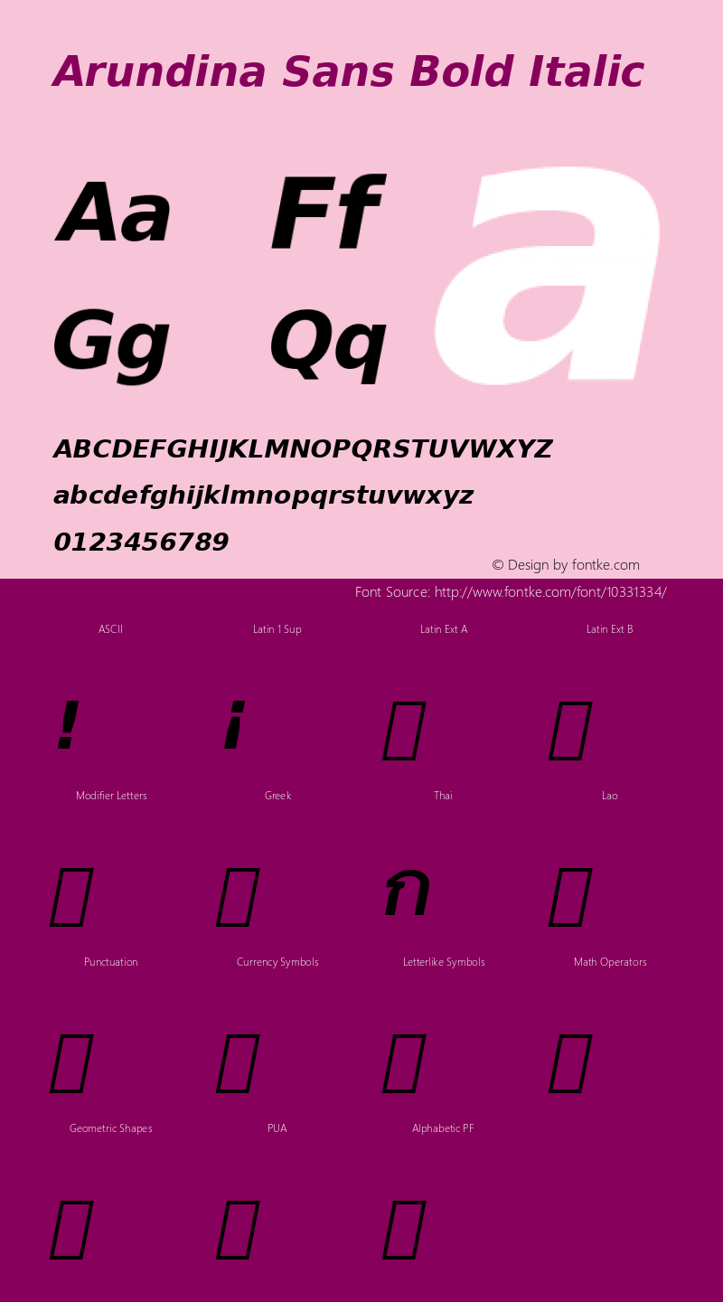 Arundina Sans Bold Italic Version 1.00图片样张