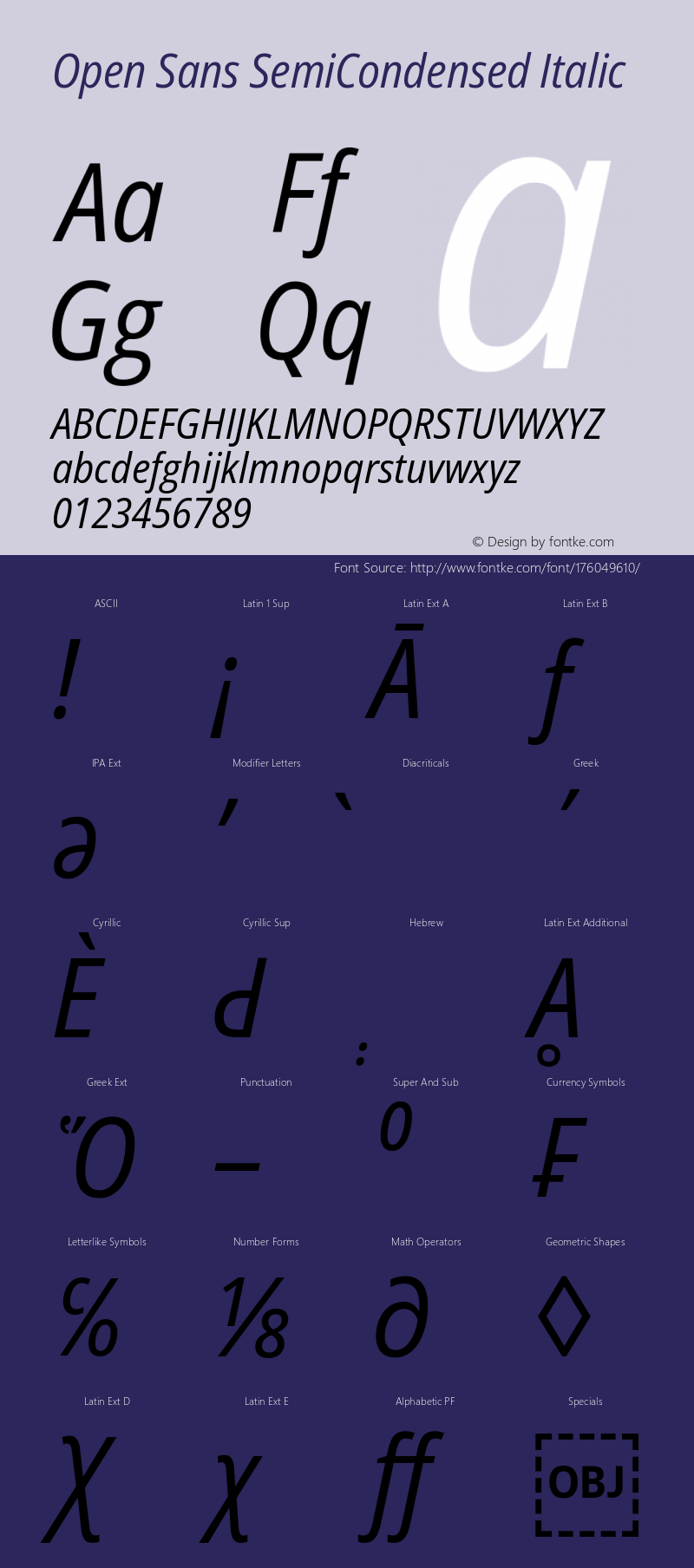 Open Sans SemiCondensed Italic Version 3.000图片样张