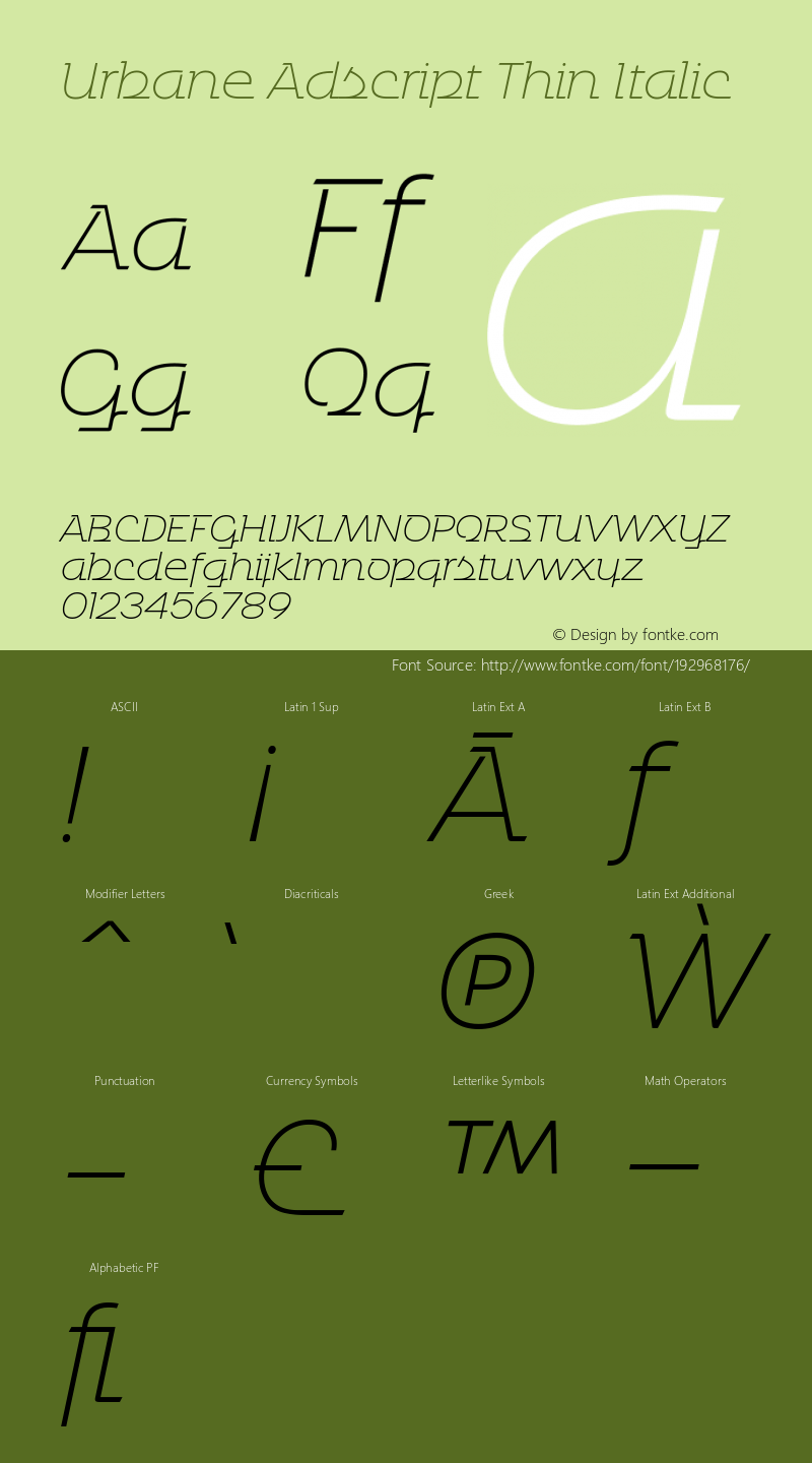 Urbane Adscript Thin Italic Version 3.000;PS 003.000;hotconv 1.0.88;makeotf.lib2.5.64775图片样张