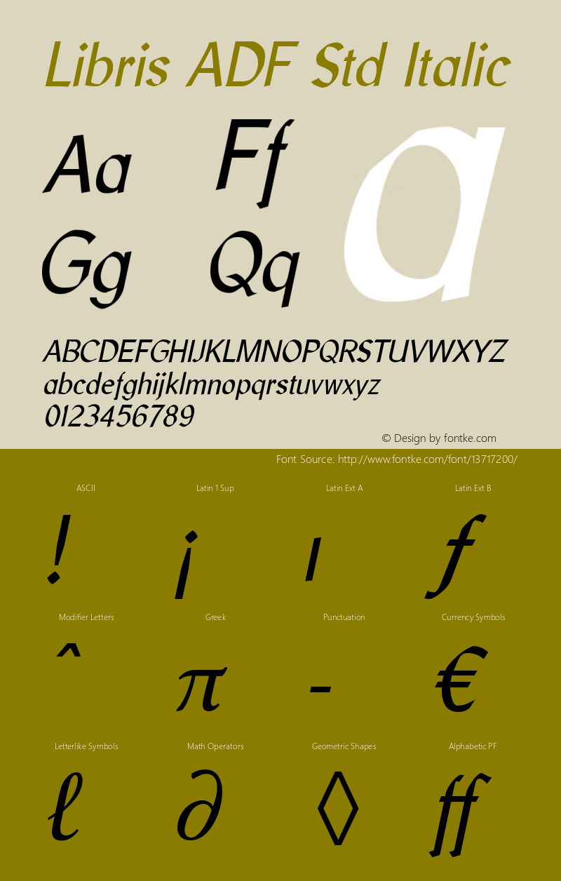 Libris ADF Std Italic Version 1.007图片样张