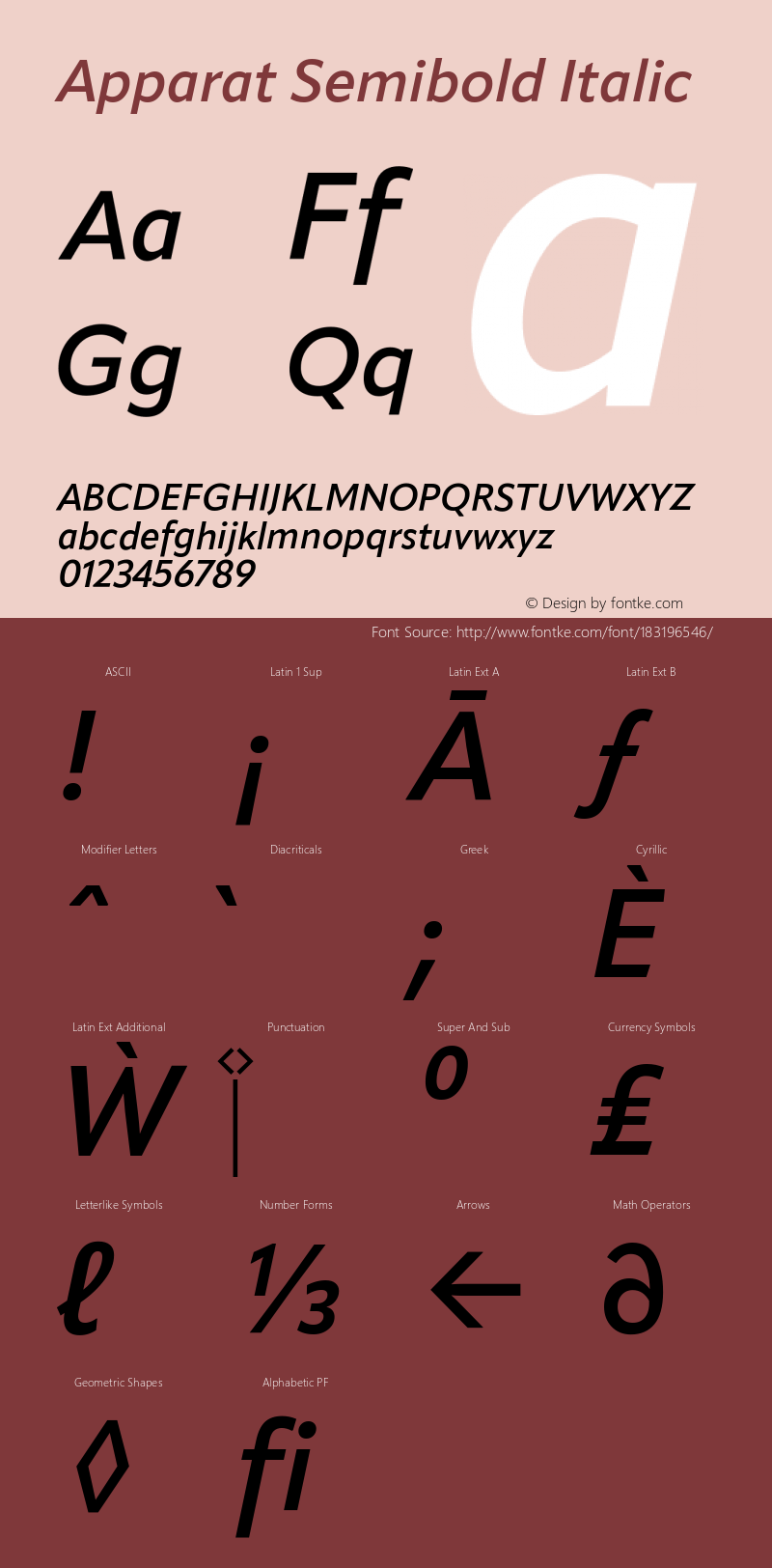 Apparat Semibold Italic Version 1.000;hotconv 1.0.109;makeotfexe 2.5.65596图片样张