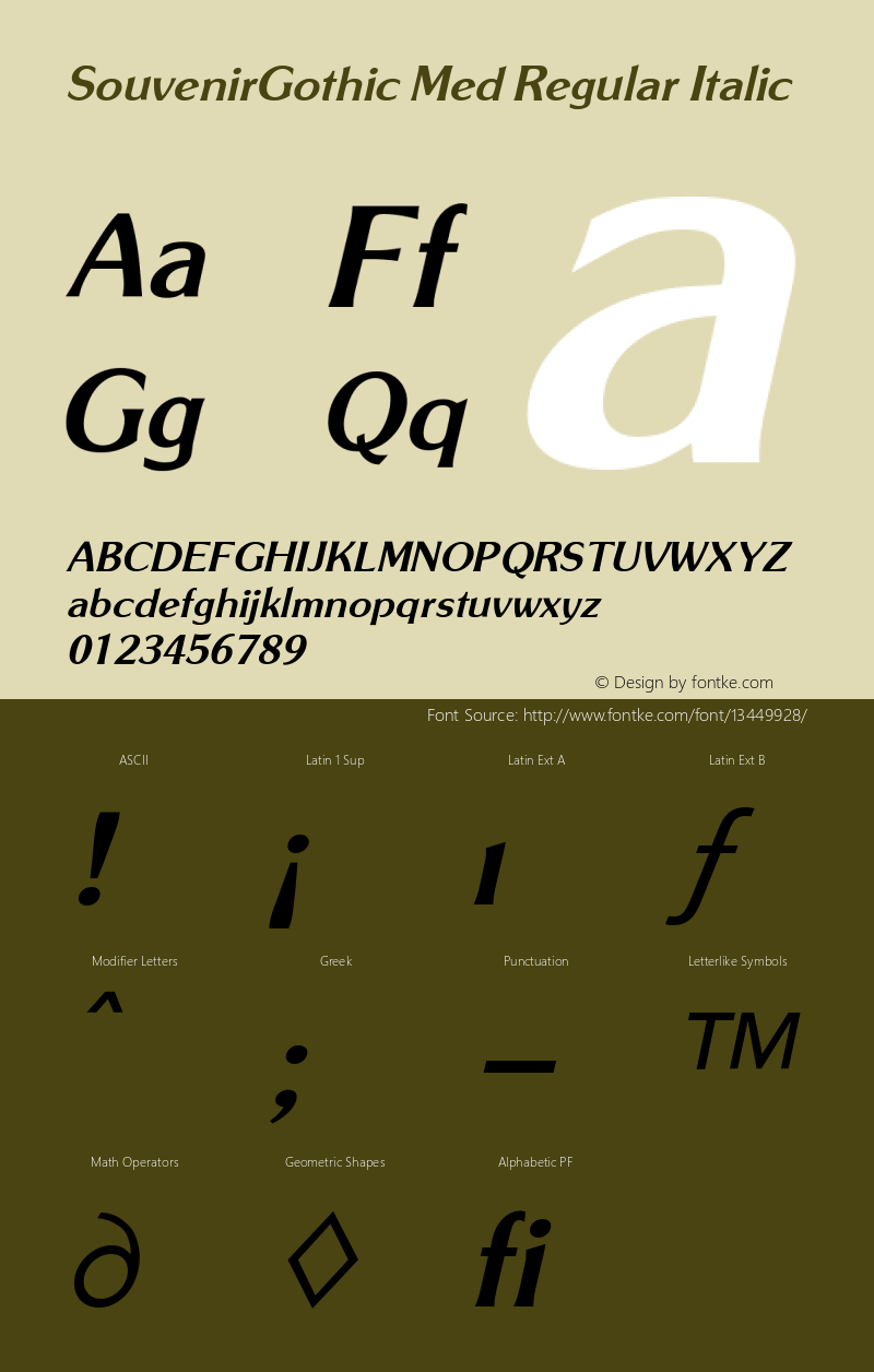 SouvenirGothic Med Regular Italic Version 4.0图片样张