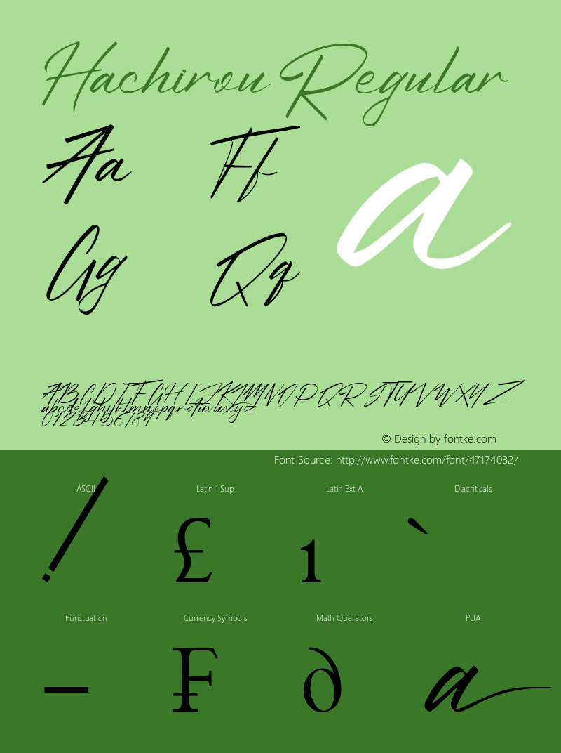 Hachirou Version 1.00;November 23, 2019;FontCreator 12.0.0.2545 64-bit图片样张