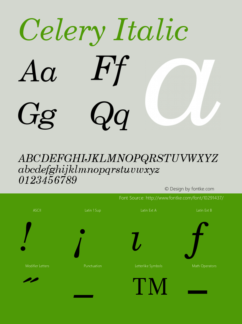 Celery Italic April 6, 1992; 1.00图片样张