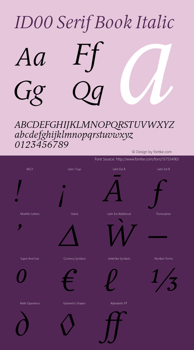 ID00 Serif Book Italic Version 1.001图片样张