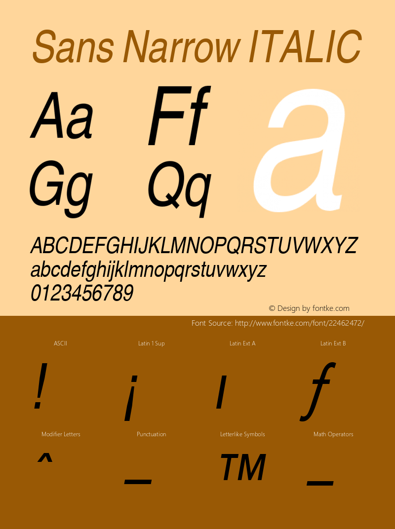 Sans Narrow ITALIC 001.000图片样张