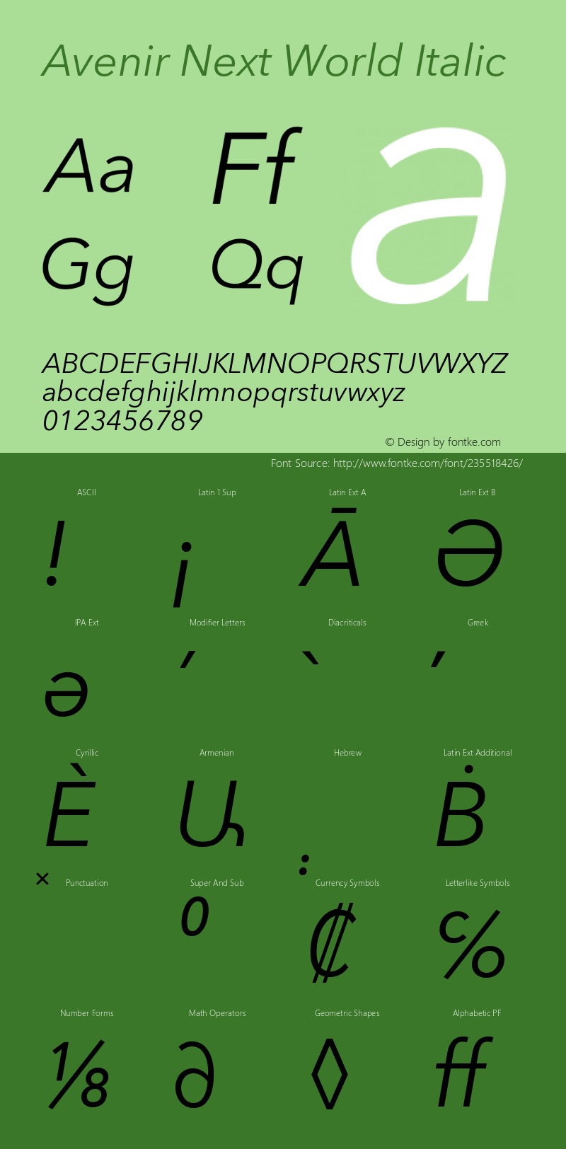 Avenir Next World Italic Version 1.00图片样张