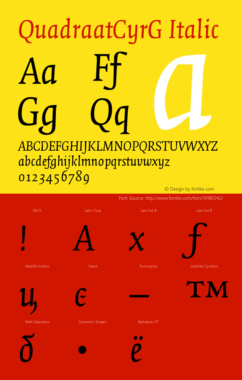 QuadraatCyrG Italic Version 001.000图片样张