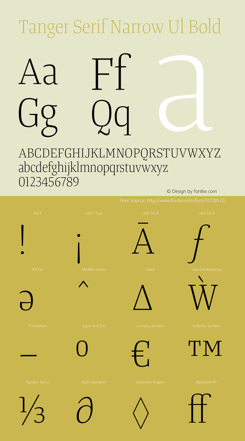 Tanger Serif Narrow Ul Bold Version 1.001图片样张