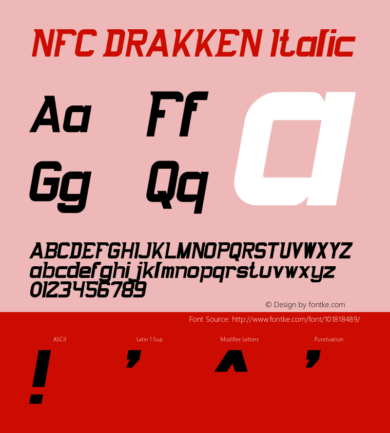 NFCDRAKKEN-Italic Version 1.000图片样张