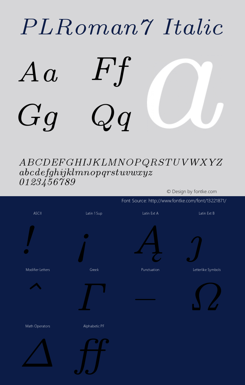 PLRoman7 Italic Version 1.11图片样张